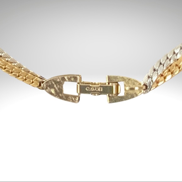 Avon Herringbone two strand gold and silver tone necklace, vintage - Picture 2 of 8